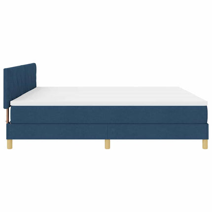 LED Box Spring Bed med LED-lysstrimler Blå 200 x 200 cm Stof