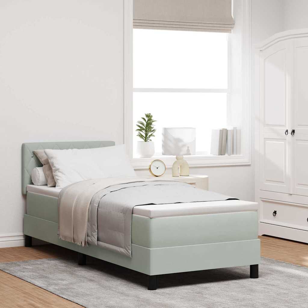LED Box Spring Bed med madras med LED Lysegrå 80 x 200 cm Fløjl
