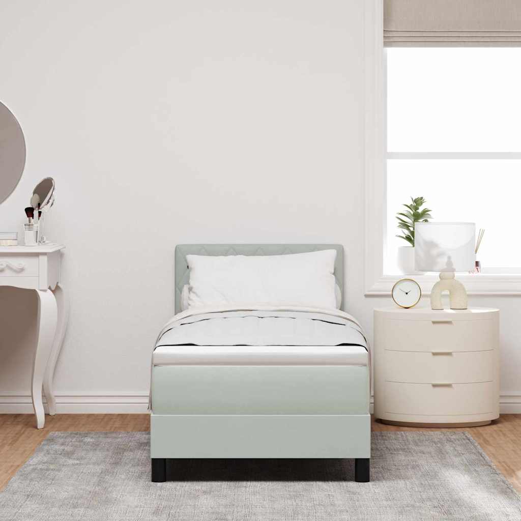 LED Box Spring Bed med madras med LED Lysegrå 80 x 200 cm Fløjl