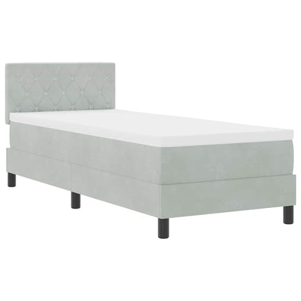 LED Box Spring Bed med hovedgærde Lysegrå 80 x 200 cm Fløjl