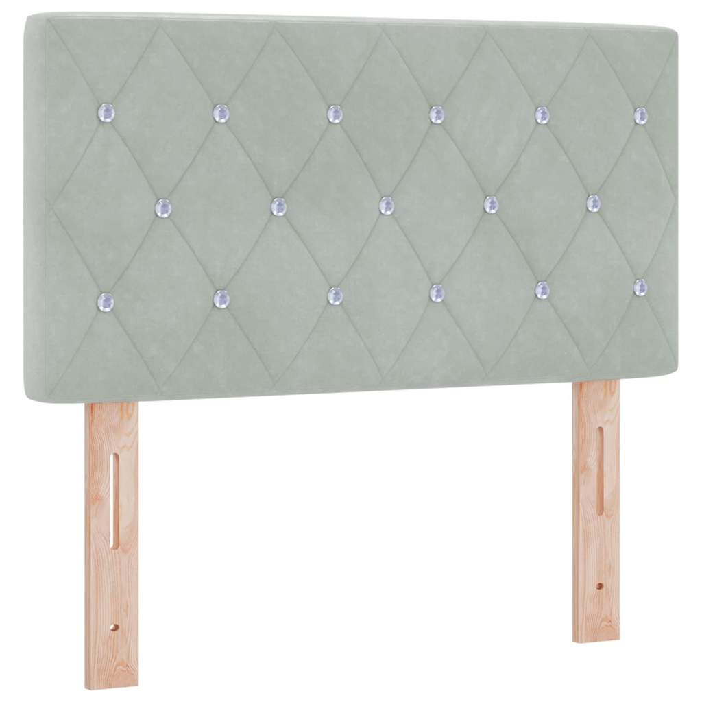 LED Box Spring Bed med madras med LED Lysegrå 80 x 200 cm Fløjl