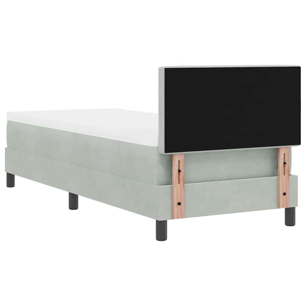 LED Box Spring Bed med madras med LED Lysegrå 80 x 200 cm Fløjl