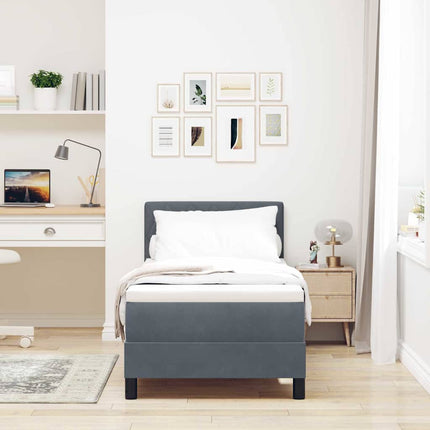 LED Box Spring Bed med madras Mørkegrå 80 x 200 cm Fløjl