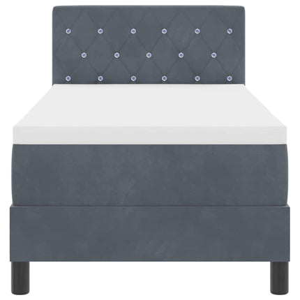 LED Box Spring Bed med madras Mørkegrå 80 x 200 cm Fløjl