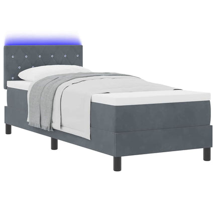 LED Box Spring Bed med madras Mørkegrå 80 x 200 cm Fløjl