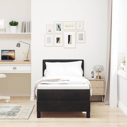 LED Box Spring Bed med hovedgærde Sort 80 x 200 cm Fløjl