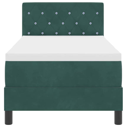 LED Box Spring Bed med hovedgærde Mørkegrøn 80 x 200 cm Fløjl