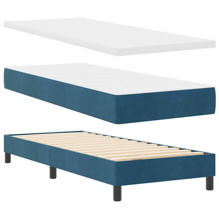 LED Box Spring Bed med madras Mørk blå 80 x 200 cm Fløjl