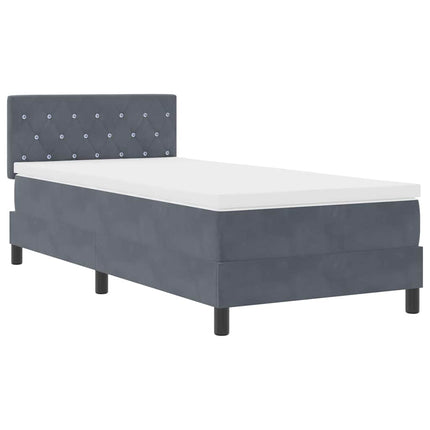 LED Box Spring Bed med madras Mørkegrå 90 x 190 cm Fløjl