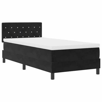 LED Box Spring Bed med hovedgærde Sort 90 x 190 cm Fløjl