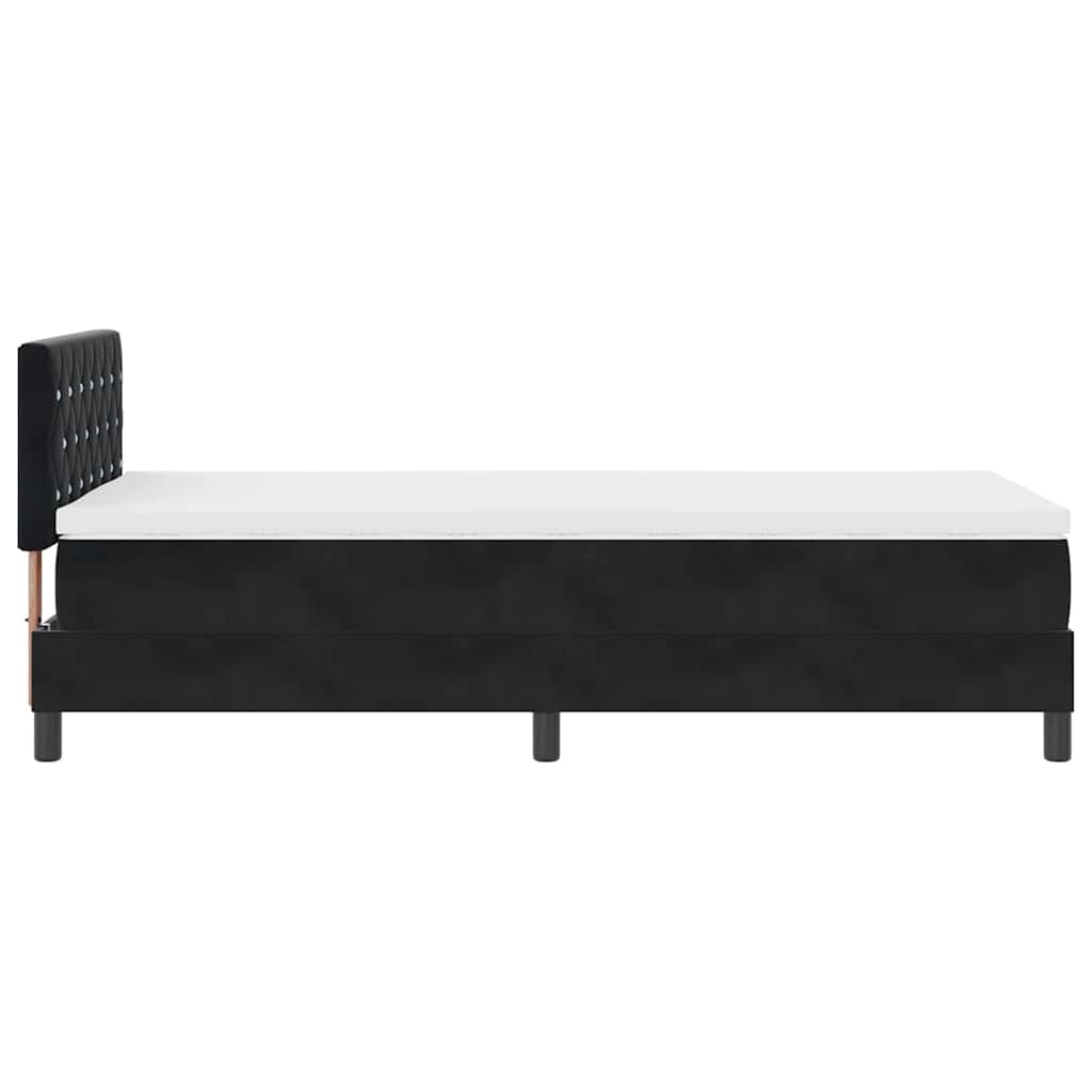 LED Box Spring Bed med madras med LED Sort 90 x 190 cm Fløjl