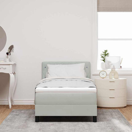 LED Box Spring Bed med madras Lysegrå 100 x 200 cm Fløjl