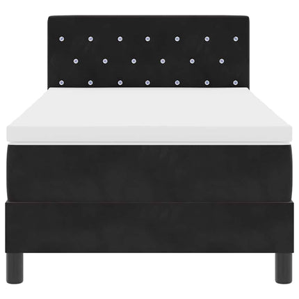 LED Box Spring Bed med madras med LED Sort 100 x 200 cm Fløjl