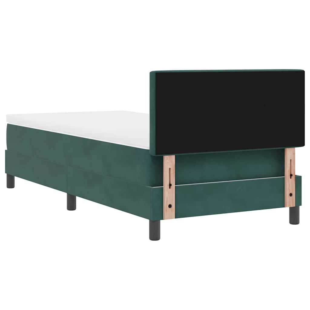 LED Box Spring Bed med madras Mørkegrøn 100 x 200 cm Fløjl