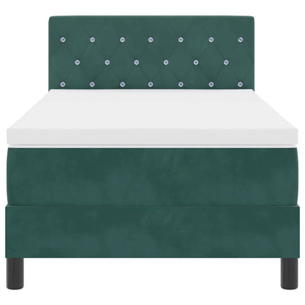 LED Box Spring Bed med hovedgærde Mørkegrøn 100 x 200 cm Fløjl