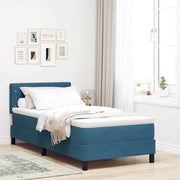 LED Box Spring Bed med madras Mørk blå 100 x 200 cm Fløjl