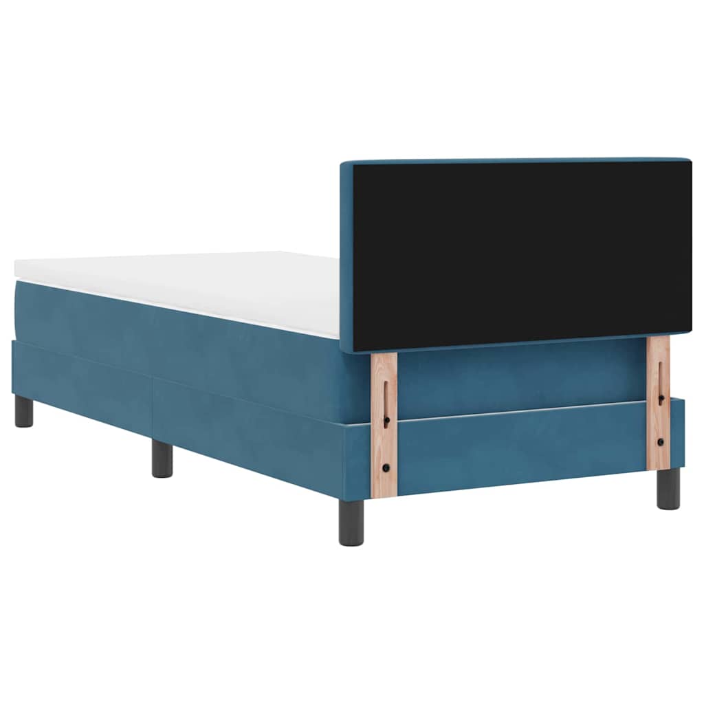 LED Box Spring Bed med madras Mørk blå 100 x 200 cm Fløjl