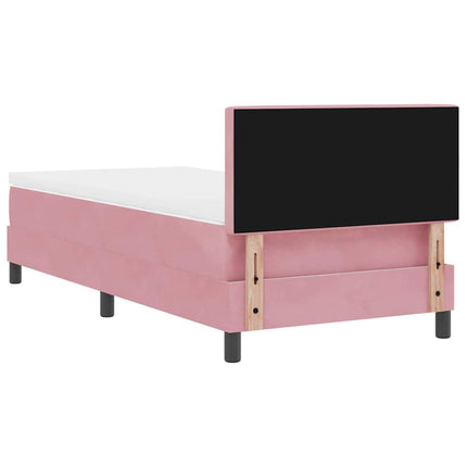 LED Box Spring Bed med hovedgærde Lyserød 100 x 200 cm Fløjl