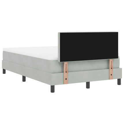 LED Box Spring Bed med hovedgærde Lysegrå 120 x 190 cm Fløjl