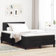 LED Box Spring Bed med madras med LED Sort 120 x 190 cm Fløjl