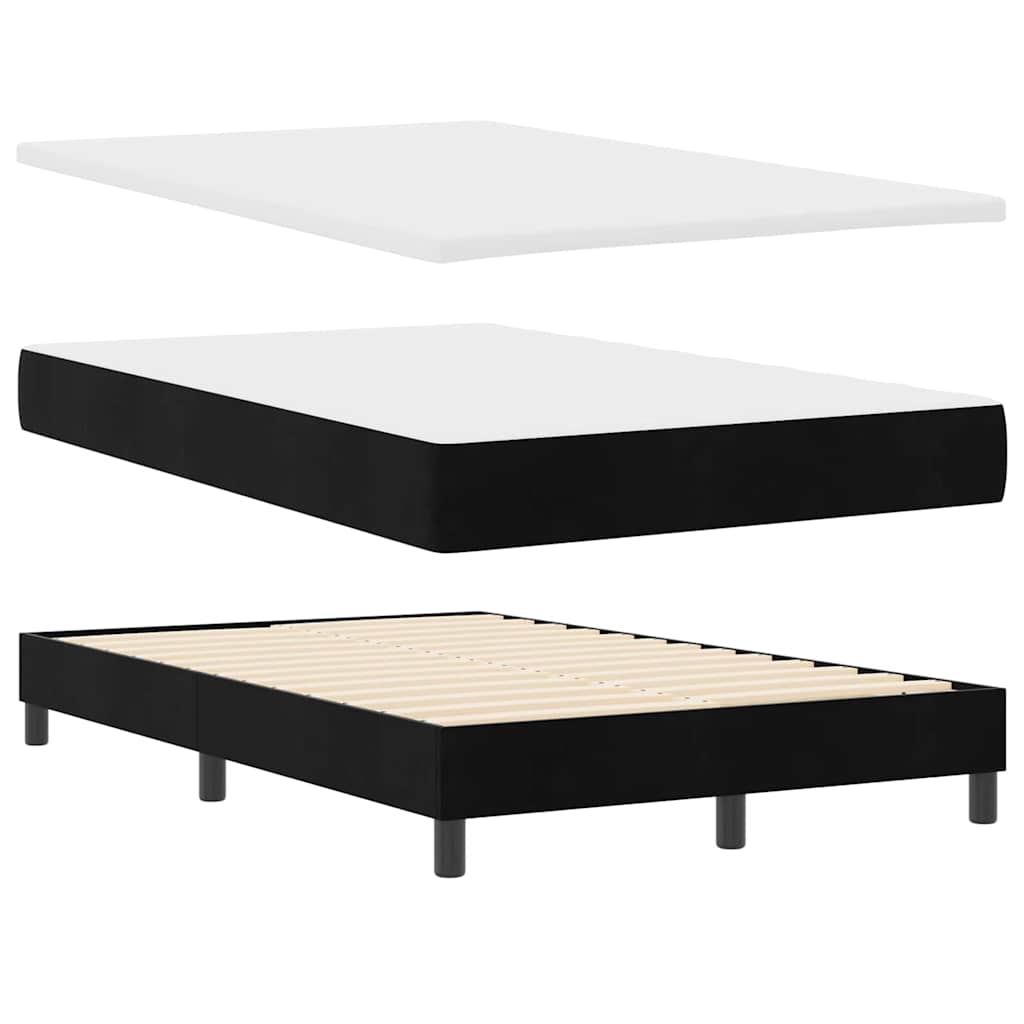 LED Box Spring Bed med madras med LED Sort 120 x 190 cm Fløjl