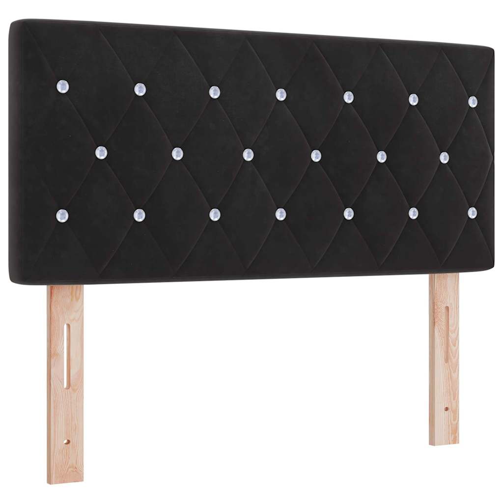 LED Box Spring Bed med madras med LED Sort 120 x 190 cm Fløjl