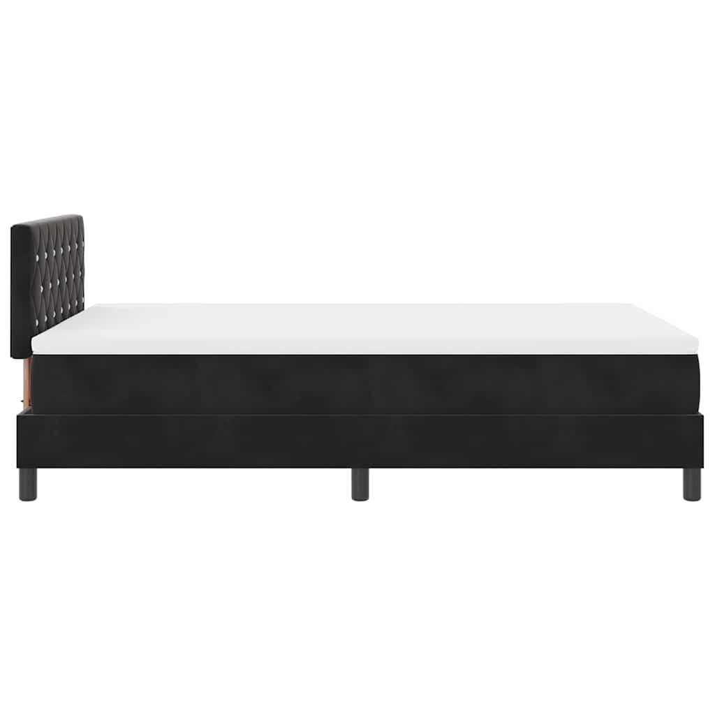 LED Box Spring Bed med madras med LED Sort 120 x 190 cm Fløjl