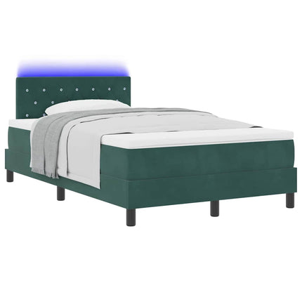 LED Box Spring Bed med hovedgærde Mørkegrøn 120 x 190 cm Fløjl