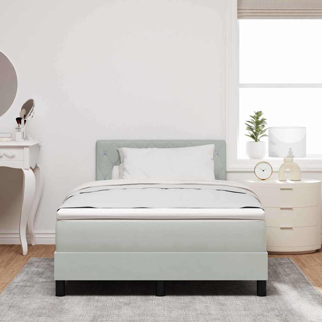 LED Box Spring Bed med madras Lysegrå 120 x 200 cm Fløjl