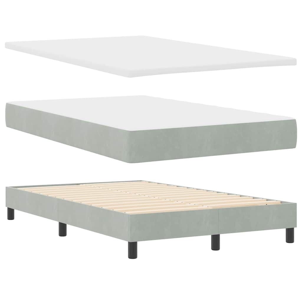 LED Box Spring Bed med madras Lysegrå 120 x 200 cm Fløjl