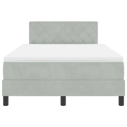 LED Box Spring Bed med hovedgærde Lysegrå 120 x 200 cm Fløjl