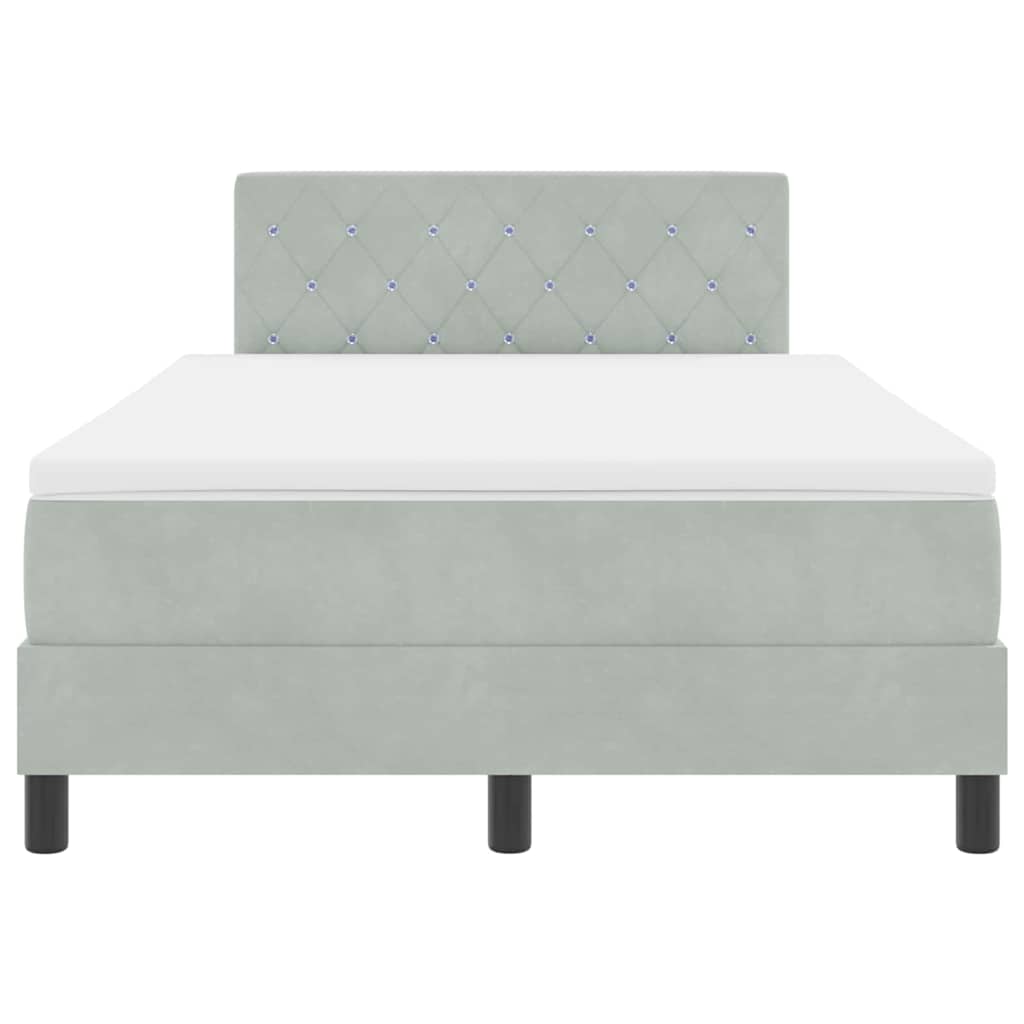 LED Box Spring Bed med madras Lysegrå 120 x 200 cm Fløjl