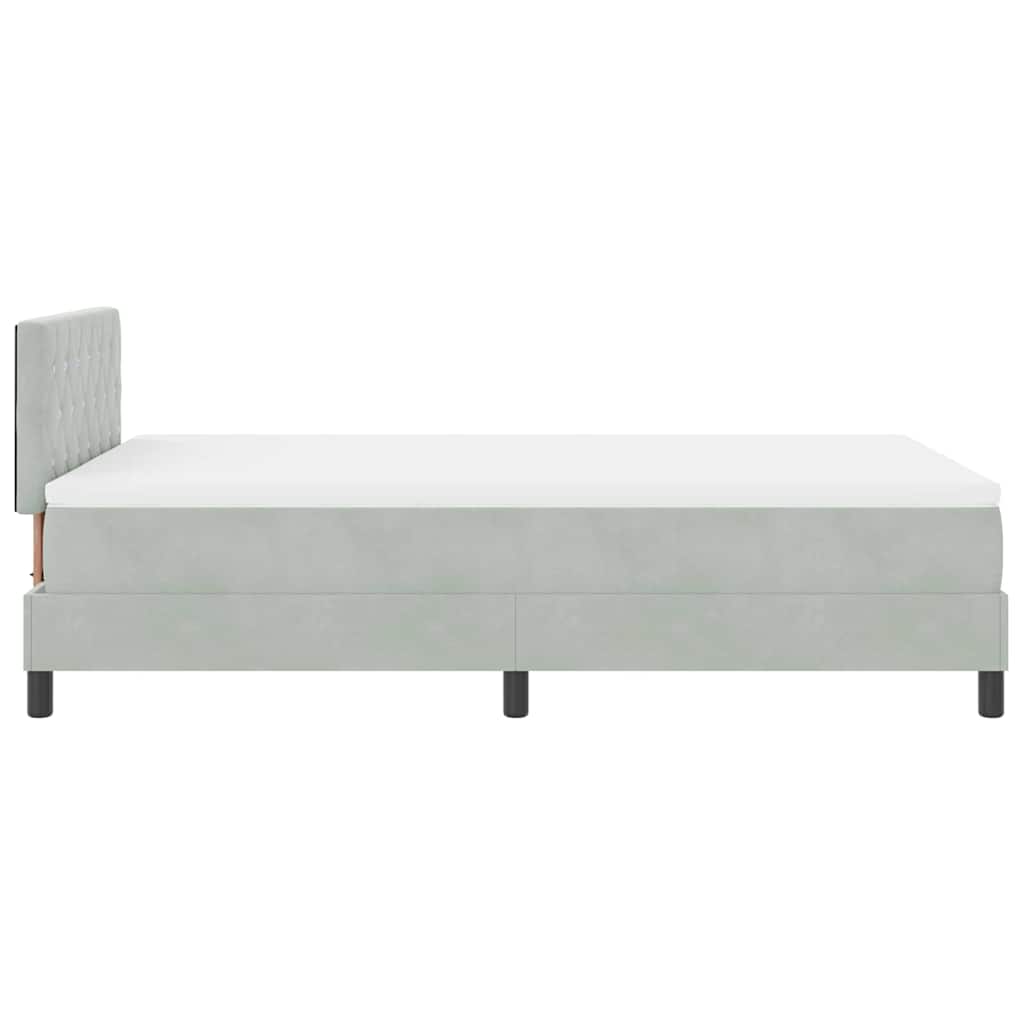 LED Box Spring Bed med madras Lysegrå 120 x 200 cm Fløjl