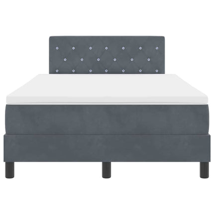 LED Box Spring Bed med madras Mørkegrå 120 x 200 cm Fløjl