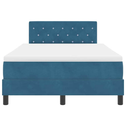 LED Box Spring Bed med hovedgærde Mørk blå 120 x 200 cm Fløjl