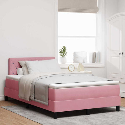 LED Box Spring Bed med hovedgærde Lyserød 120 x 200 cm Fløjl