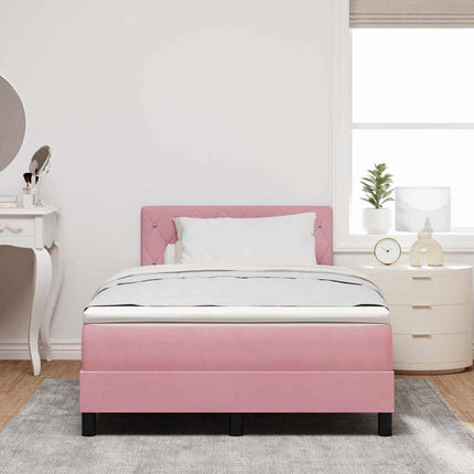LED Box Spring Bed med hovedgærde Lyserød 120 x 200 cm Fløjl