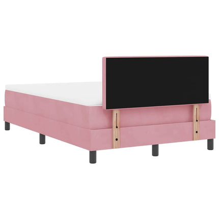 LED Box Spring Bed med hovedgærde Lyserød 120 x 200 cm Fløjl
