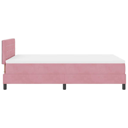 LED Box Spring Bed med hovedgærde Lyserød 120 x 200 cm Fløjl