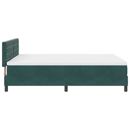 LED Box Spring Bed med hovedgærde Mørkegrøn 140 x 190 cm Fløjl