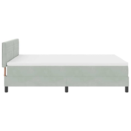 LED Box Spring Bed med madras Lysegrå 140 x 200 cm Fløjl
