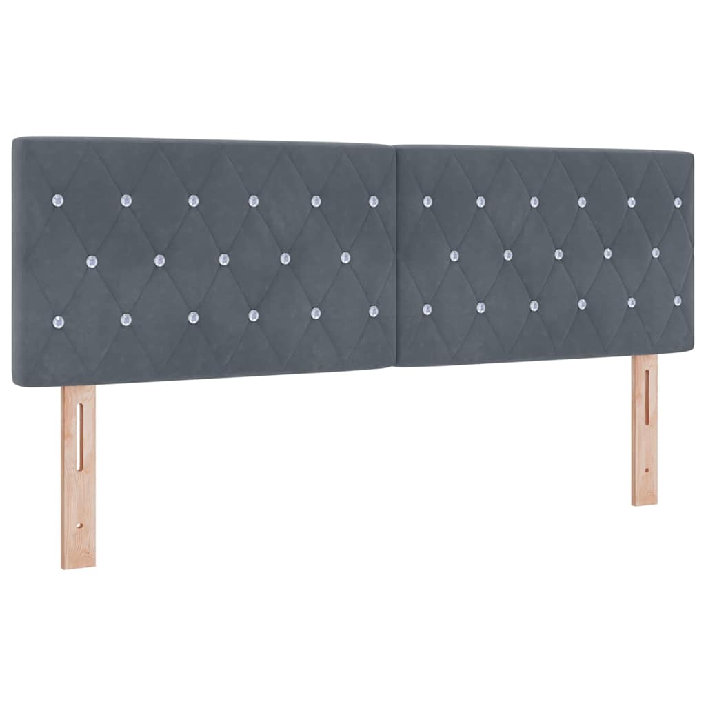 LED Box Spring Bed med madras Mørkegrå 140 x 200 cm Fløjl
