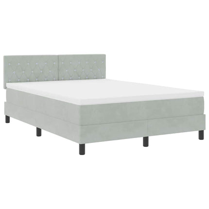 LED Box Spring Bed med hovedgærde Lysegrå 160 x 200 cm Fløjl
