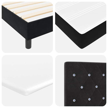 LED Box Spring Bed med madras med LED Sort 160 x 200 cm Fløjl