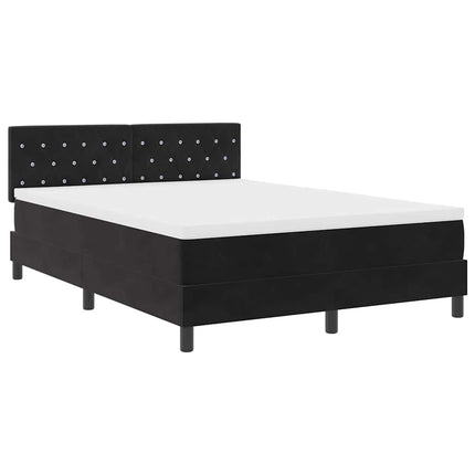 LED Box Spring Bed med madras med LED Sort 160 x 200 cm Fløjl