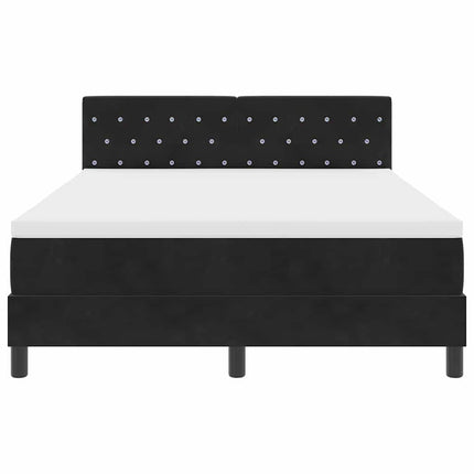 LED Box Spring Bed med madras med LED Sort 160 x 200 cm Fløjl