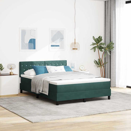 LED Box Spring Bed med madras Mørkegrøn 160 x 200 cm Fløjl