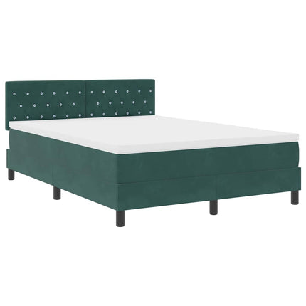 LED Box Spring Bed med madras Mørkegrøn 160 x 200 cm Fløjl