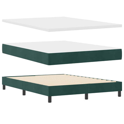 LED Box Spring Bed med madras Mørkegrøn 160 x 200 cm Fløjl