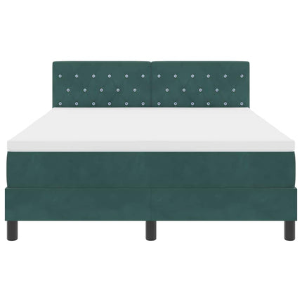 LED Box Spring Bed med madras Mørkegrøn 160 x 200 cm Fløjl